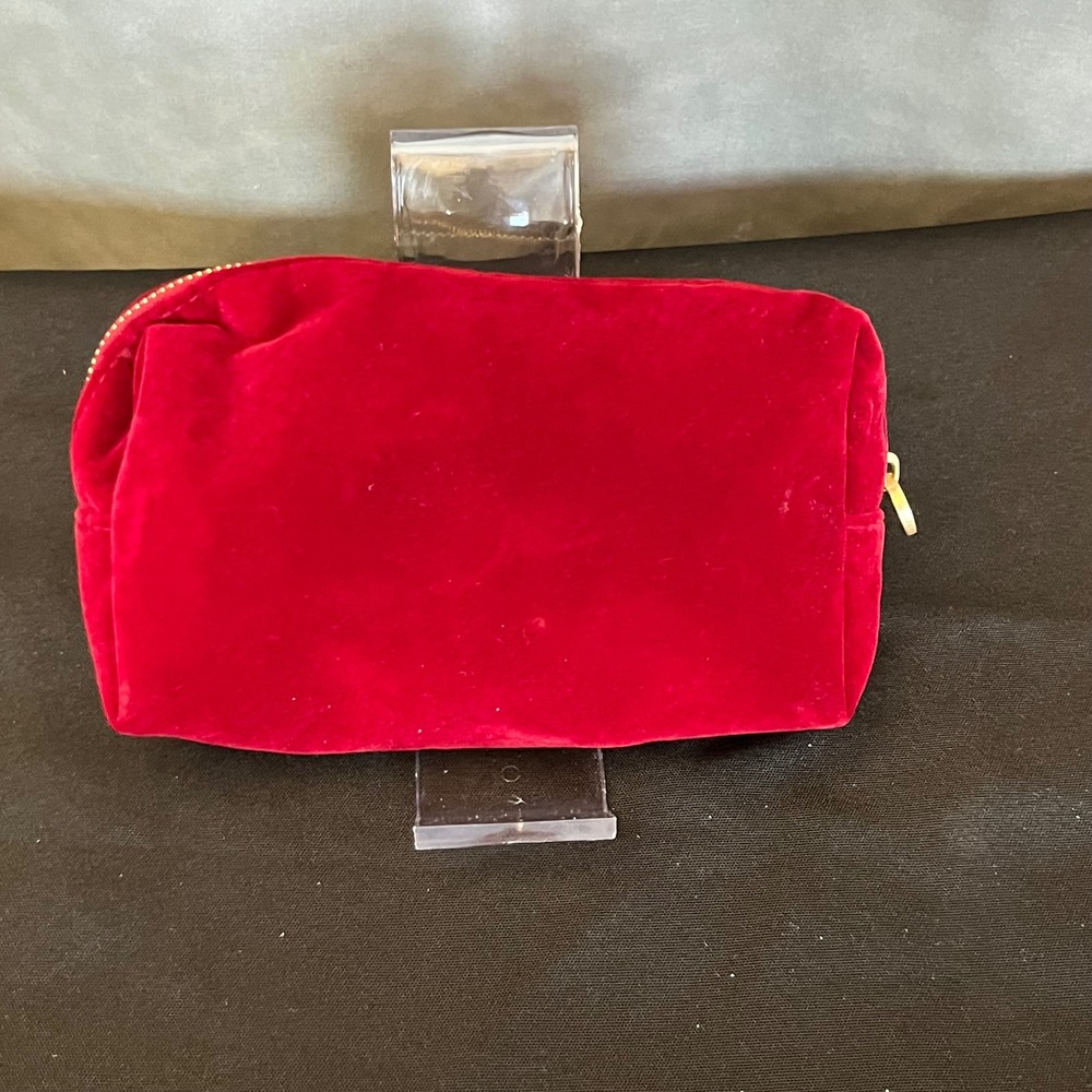 Lisa Eldridge Luxury Velour Cosmetic Bag Red Gold Logo Zipper‎ Pouch - Picture 2 of 8